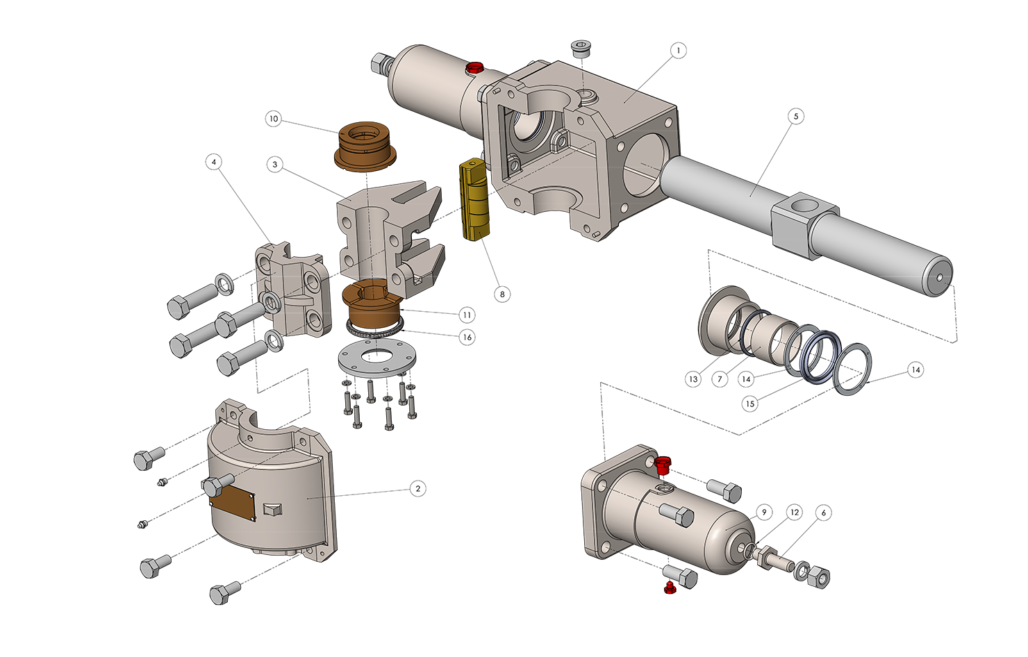 K-5-45 Ram (T5) Actuator Exploded Assembly Diagram