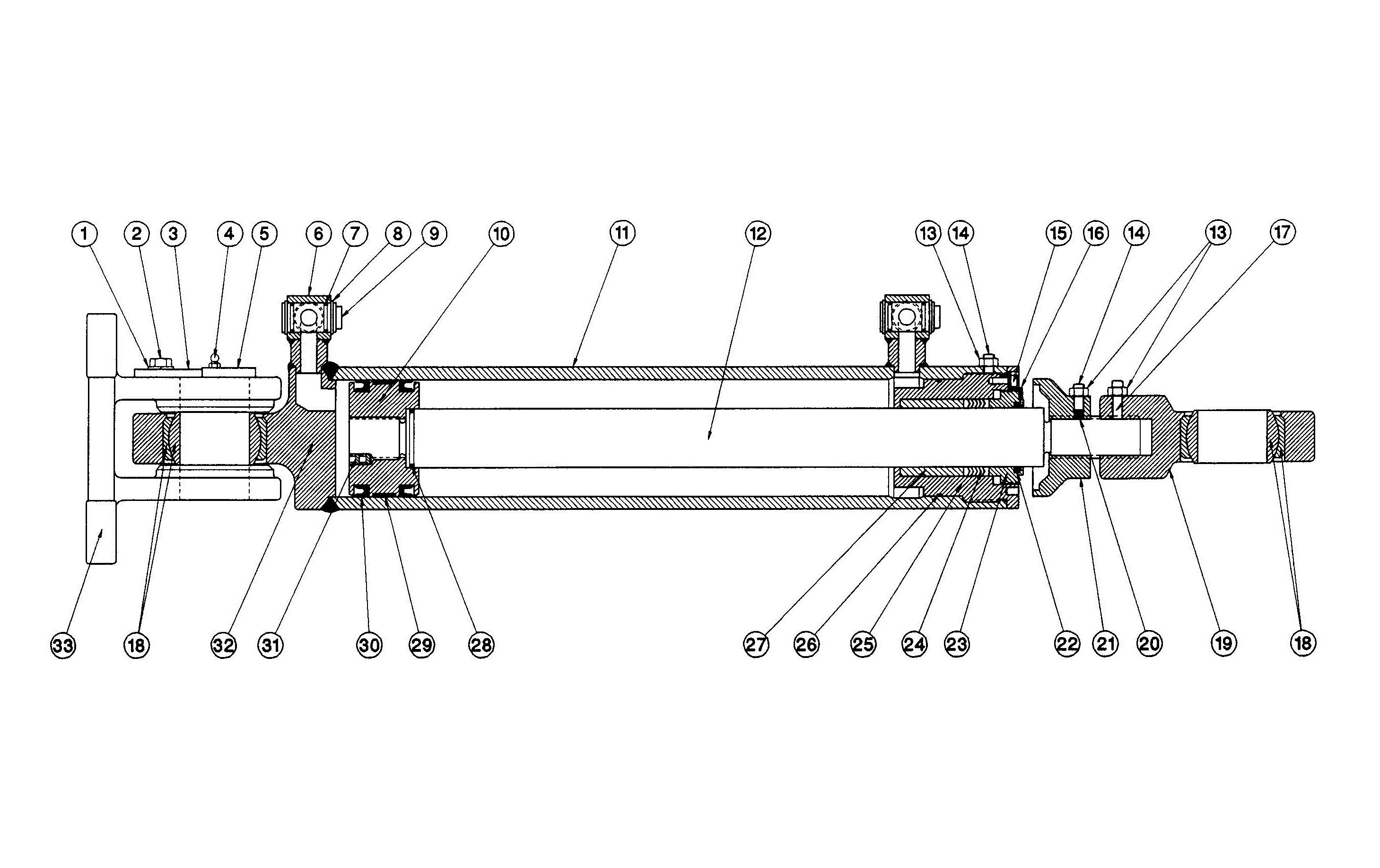 Model L100 Hydraulic Cylinder Assembly Diagram